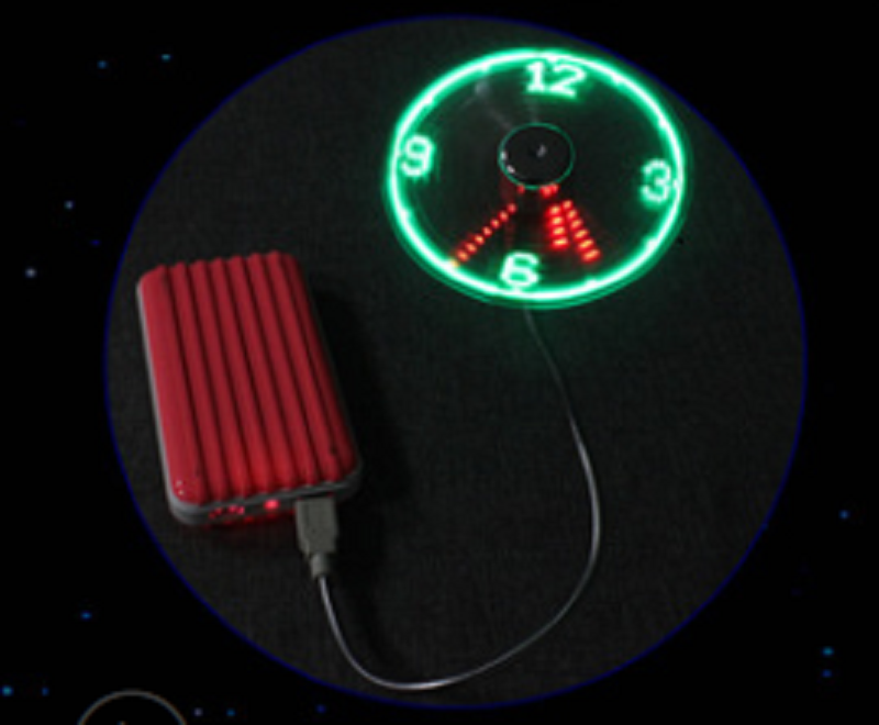 USB Fan Adjustable Mini Flexible Fan LED Light Time Clock Desktop Cool Gadget Time Display